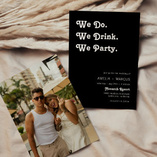 Convite Casamento Retro Moderno Nós Fazemos Nós Bebemos Nó