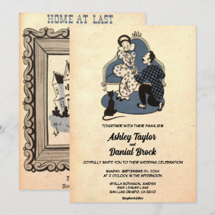 Convite Casamento Retro Pop Art Proposta Antiga de Casal V