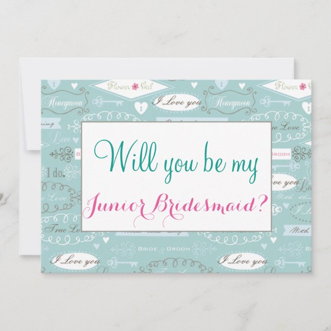 Convite Casamento retro você será dama de honra júnior (Frente)