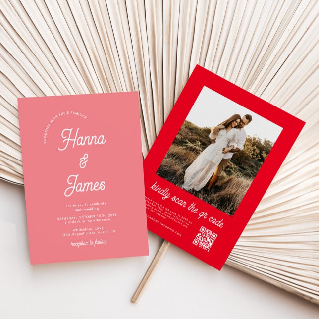 Convite Casamento Retroativo Elegante Da Tipografia Rosa (Criador carregado)