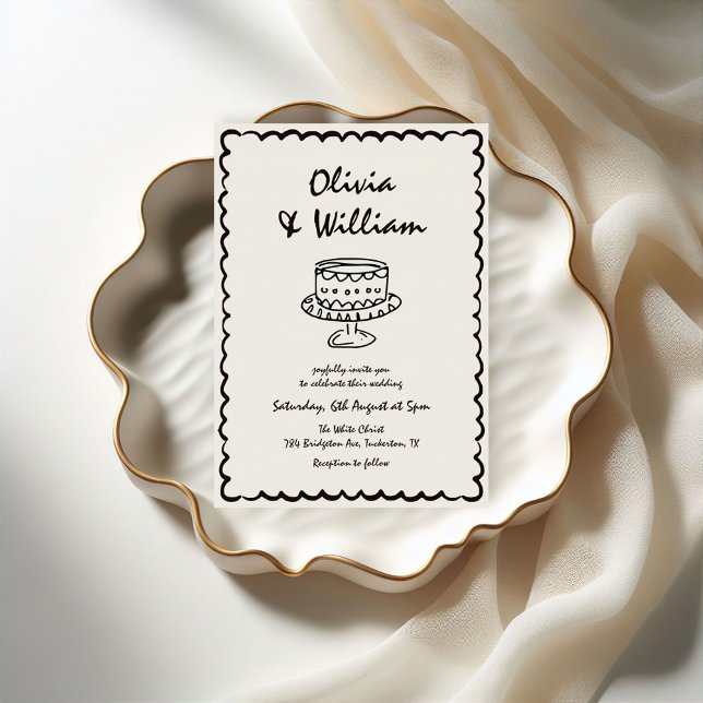 Convite Casamento Retroativo Único Desenhado Pela Mão Mode (Criador carregado)