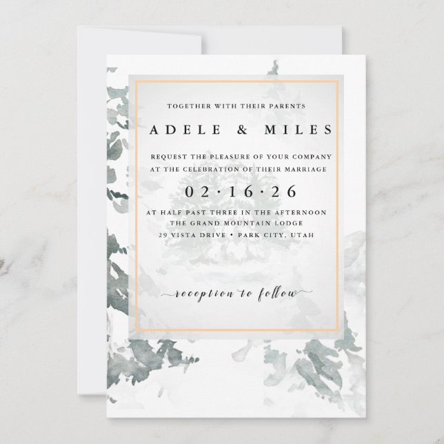 Convite Casamento Reverioso de Inverno (Frente)