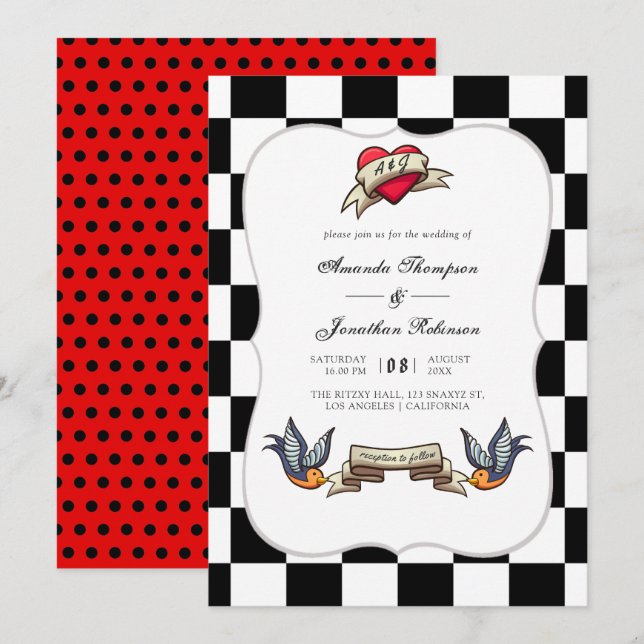 Convite Casamento Rockabilly (Frente/Verso)