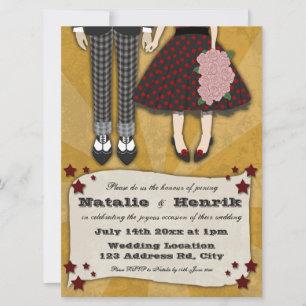 Convite Casamento Rockabilly, casamento 6.5x8.75