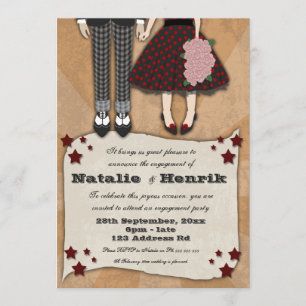 Convite Casamento Rockabilly, noivado 5x7