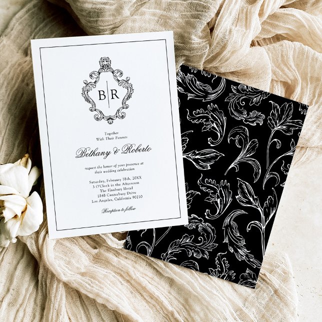 Convite Casamento Rococó Vintage Monograma (Criador carregado)