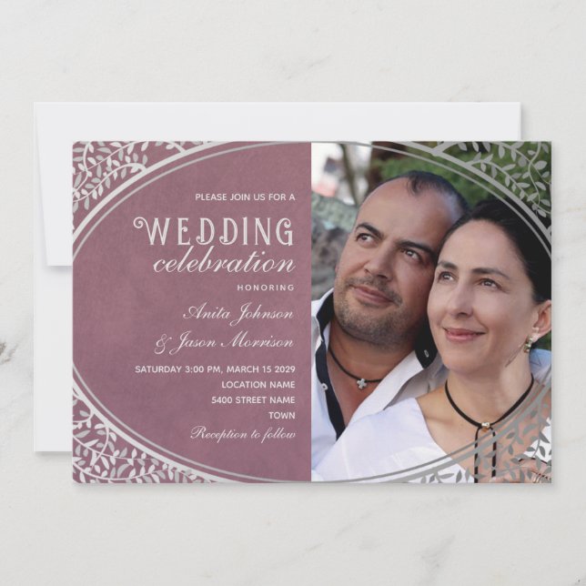 Convite Casamento Rojo Luxo Vintage Elegante (Frente)