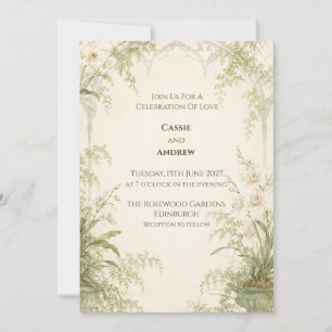 Convite Casamento Rolo Art Nouveau Verde Salvia