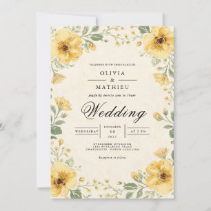 Convite Casamento Romance Arco Botânico Dourado