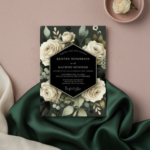 Convite Casamento Romance Botânico Creme
