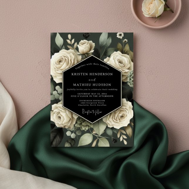 Convite Casamento Romance Botânico Creme (Criador carregado)
