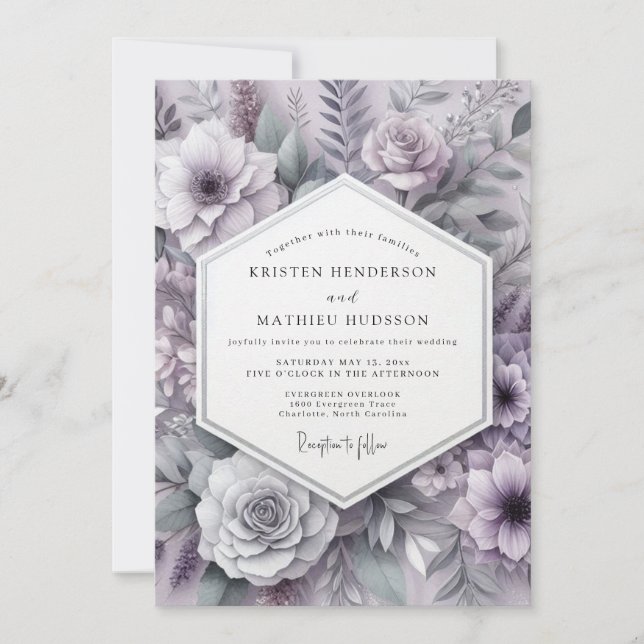 Convite Casamento Romance Botânico Esmeralda (Frente)