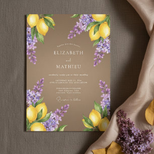 Convite Casamento Romance Botânico Lilás Amarelo
