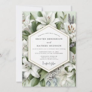 Convite Casamento Romance Botânico Lírio Branco