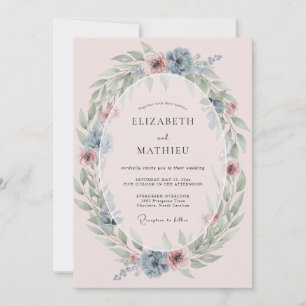 Convite Casamento Romance de Grinalda Azul Empoeirada