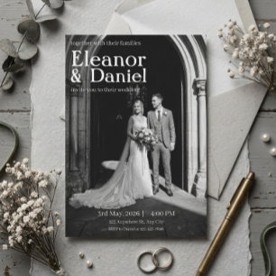 Convite Casamento Romance em Preto e Branco