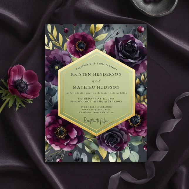 Convite Casamento Romance Flor de Ameixa (Criador carregado)