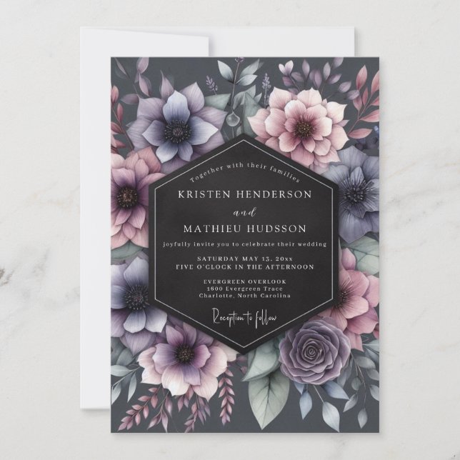 Convite Casamento Romance Flor de Ameixa (Frente)