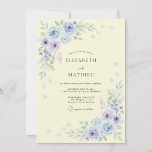 Convite Casamento Romance Flor de Azul Vinca