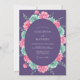 Convite Casamento Romance Flor de Blossom Roxo