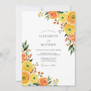 Convite Casamento Romance Flor de Laranja Amarelo
