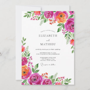 Convite Casamento Romance Flor de Laranja Magenta