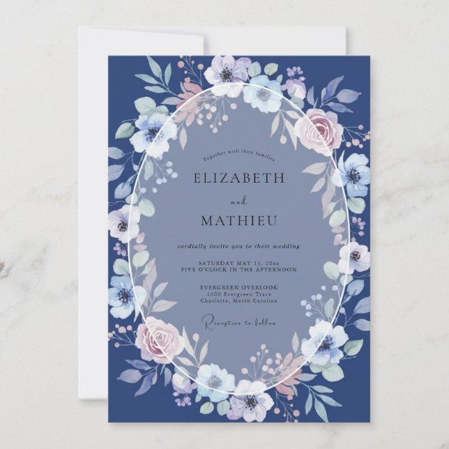 Convite Casamento Romance Flor de Naval Delicada (Frente)