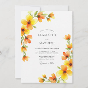 Convite Casamento Romance Flor de Ouro Amarelo
