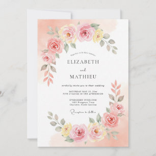 Convite Casamento Romance Flor de Peachy Blush