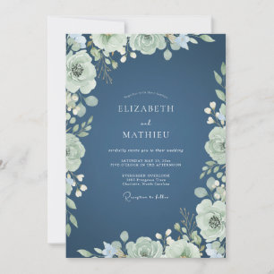 Convite Casamento Romance Flor de Sage Verde