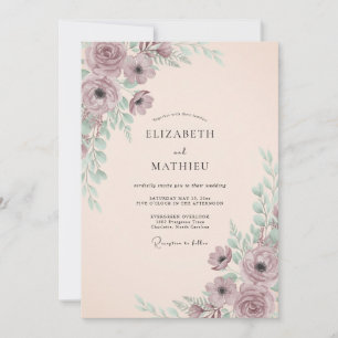 Convite Casamento Romance Flor Gentil Malva