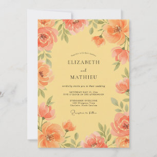 Convite Casamento Romance Flora Floral Coral