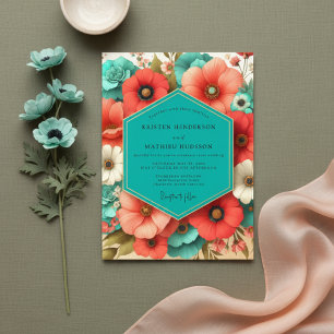 Convite Casamento Romance Florada de Coral