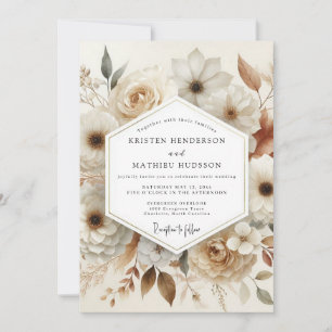 Convite Casamento Romance Florada de Creme