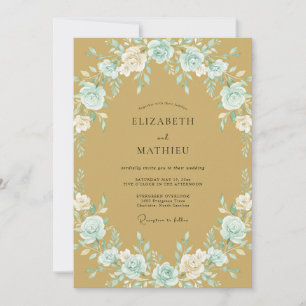 Convite Casamento Romance Floral Beijo Azul