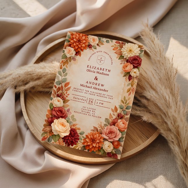 Convite Casamento Romance Floral de Outono (Criador carregado)