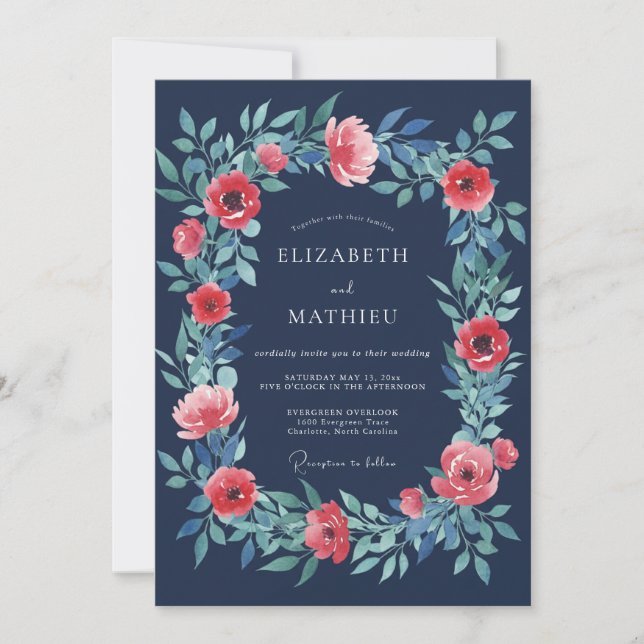 Convite Casamento Romance Floral Flor de Navalha (Frente)