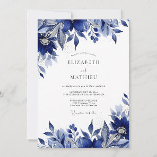 Convite Casamento Romance Floral Índigo