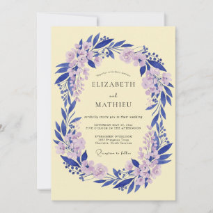 Convite Casamento Romance Floral Lavanda Azul