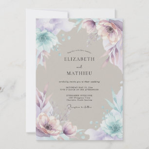 Convite Casamento Romance Floral Lilás