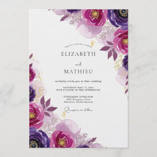 Convite Casamento Romance Floral Magenta