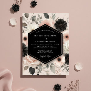 Convite Casamento Romance Floral Mal-humorado Blush