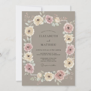 Convite Casamento Romance Floral Malva