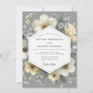Convite Casamento Romance Floral Marfim