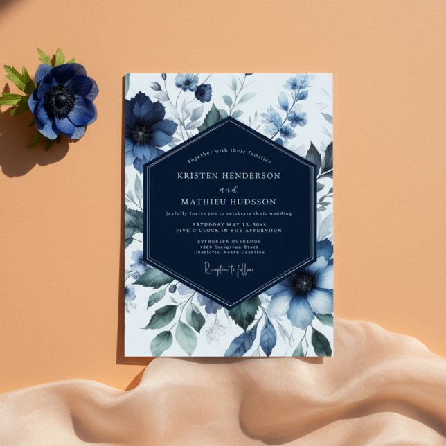 Convite Casamento Romance Floral Naval (Criador carregado)