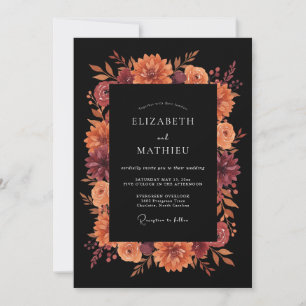 Convite Casamento Romance Floral Outonal Marrom