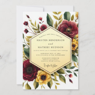 Convite Casamento Romance Floral Outonal Marrom