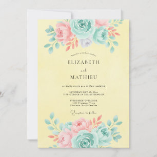 Convite Casamento Romance Floral Pastel