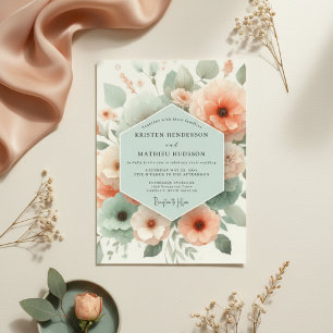 Convite Casamento Romance Floral Pêssego