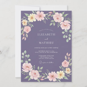 Convite Casamento Romance Floral Pintado Ametista